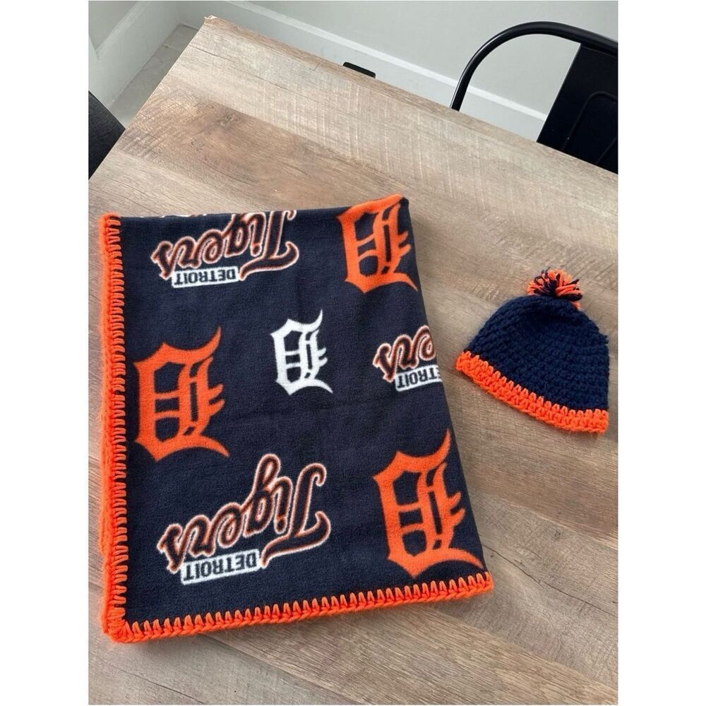 Detroit Tigers Blanket‎ + Hat Set *NEW | HAND MADE
